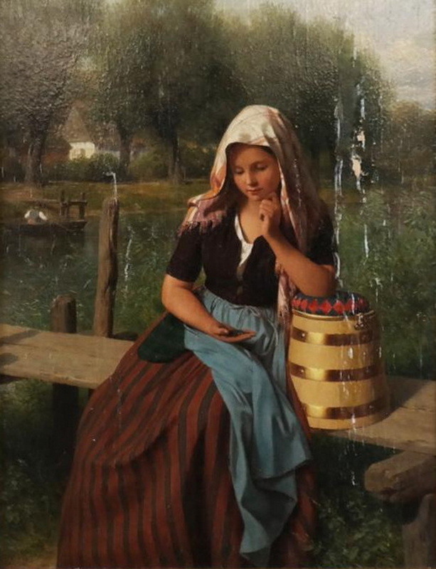 Una ragazza in una scena pastorale
